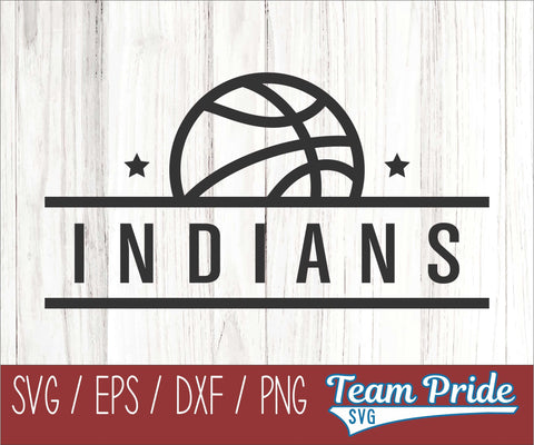 Indians Basketball SVG Digital Download Printable - SVG, EPS, DXF, PNG 2 SVG Team Pride SVG 