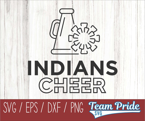 Indians Cheer Line Art SVG Digital Download Printable - SVG, EPS, DXF, PNG SVG Team Pride SVG 