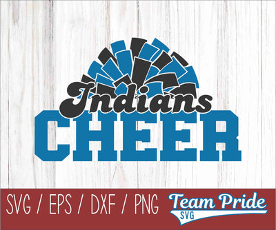 Indians Cheer Pom Pom SVG Digital Download Printable - SVG, EPS, DXF, PNG SVG Team Pride SVG 