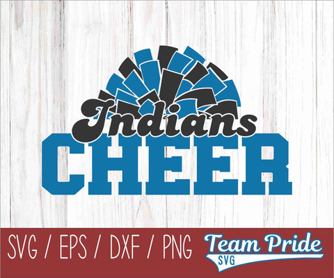 Indians Cheer Pom Pom SVG Digital Download Printable - SVG, EPS, DXF, PNG SVG Team Pride SVG 