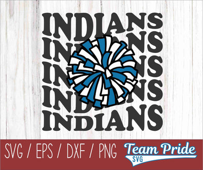 Indians Cheer Vintage Wave SVG Digital Download Printable - SVG, EPS, DXF, PNG SVG Team Pride SVG 