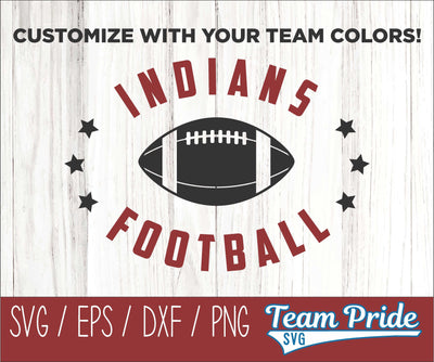 Indians Football SVG Digital Download Printable - SVG, EPS, DXF, PNG 3 SVG Team Pride SVG 
