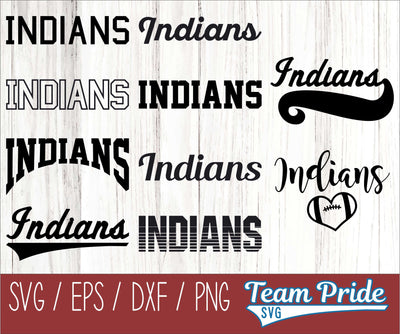 Indians SVG Bundle Digital Download Printable - SVG, EPS, DXF, PNG SVG Team Pride SVG 