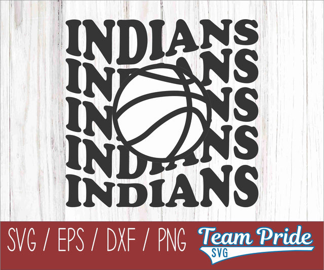 Indians Vintage Wave Basketball SVG Digital Download Printable - SVG, EPS, DXF, PNG SVG Team Pride SVG 