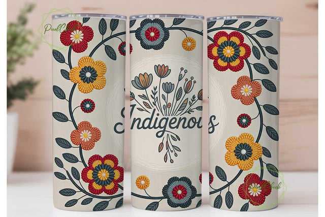 Indigenous Beaded Floral 20oz Tumbler Sublimation PixelChick 