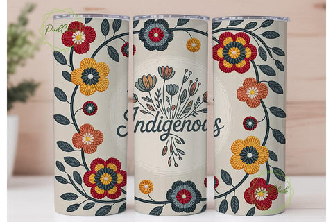 Indigenous Beaded Floral 20oz Tumbler Sublimation PixelChick 