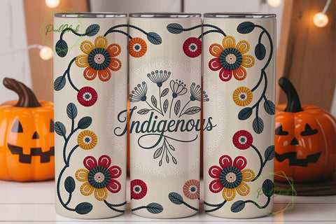 Indigenous Beaded Floral 20oz Tumbler Sublimation PixelChick 