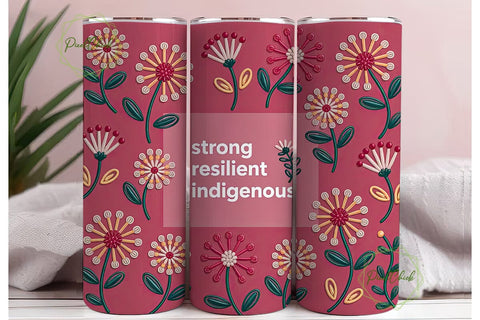 Indigenous Beaded Floral 20oz Tumbler Sublimation PixelChick 