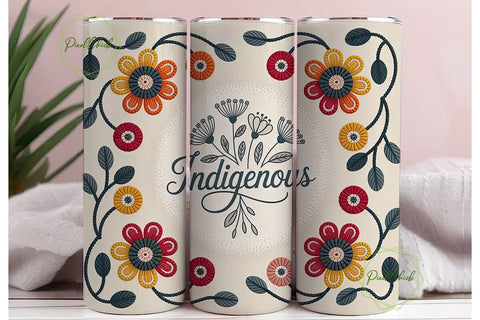 Indigenous Beaded Floral 20oz Tumbler Sublimation PixelChick 