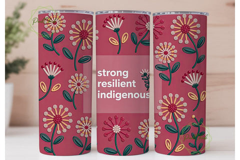 Indigenous Beaded Floral 20oz Tumbler Sublimation PixelChick 