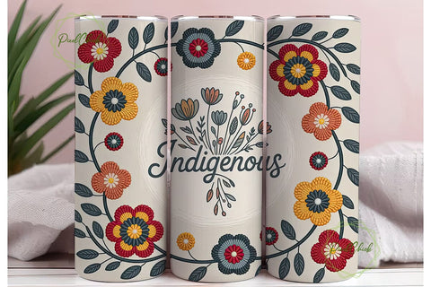Indigenous Beaded Floral 20oz Tumbler Sublimation PixelChick 