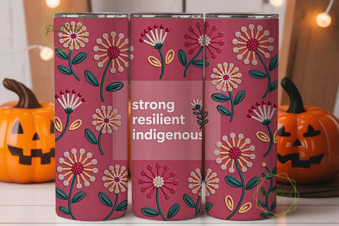 Indigenous Beaded Floral 20oz Tumbler Sublimation PixelChick 