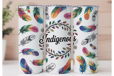 Indigenous Feathers Floral Tumbler Wrap Sublimation PixelChick 