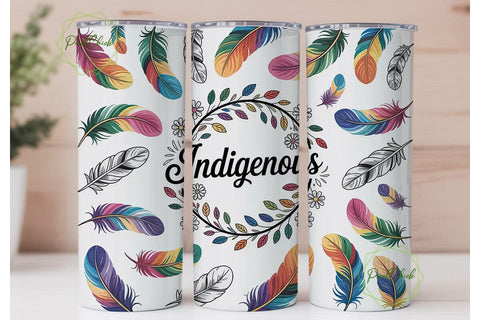 Indigenous Feathers Floral Tumbler Wrap Sublimation PixelChick 