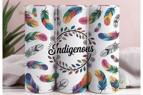 Indigenous Feathers Floral Tumbler Wrap Sublimation PixelChick 