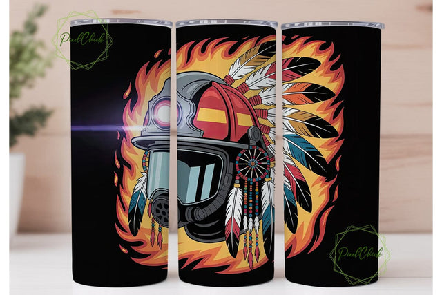 Indigenous Firefighter 20oz Tumbler Wrap Sublimation PixelChick 