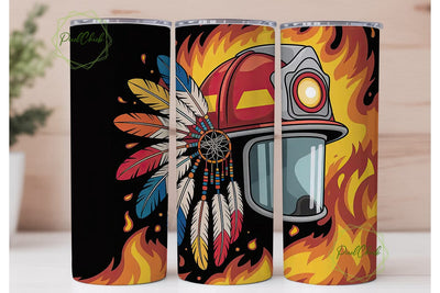 Indigenous Firefighter 20oz Tumbler Wrap Sublimation PixelChick 