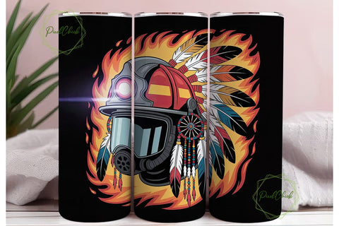 Indigenous Firefighter 20oz Tumbler Wrap Sublimation PixelChick 