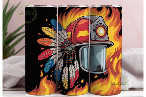 Indigenous Firefighter 20oz Tumbler Wrap Sublimation PixelChick 