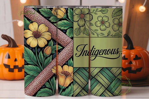 Indigenous Floral Stained Glass Tumbler Sublimation PixelChick 