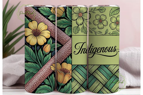 Indigenous Floral Stained Glass Tumbler Sublimation PixelChick 