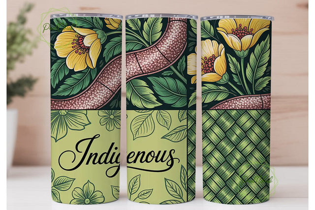 Indigenous Floral Stained Glass Tumbler Sublimation PixelChick 