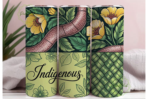 Indigenous Floral Stained Glass Tumbler Sublimation PixelChick 