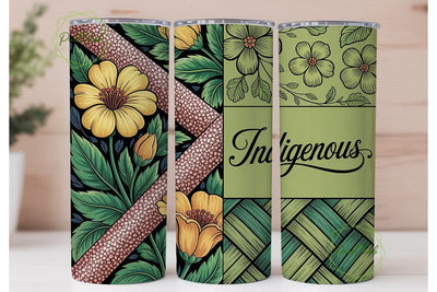 Indigenous Floral Stained Glass Tumbler Sublimation PixelChick 