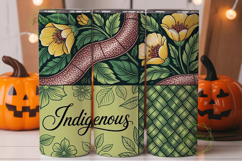 Indigenous Floral Stained Glass Tumbler Sublimation PixelChick 