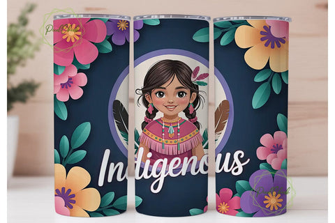 Indigenous Girl Tumbler Wrap Sublimation PixelChick 