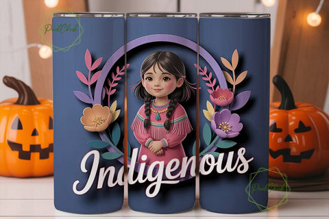 Indigenous Girl Tumbler Wrap Sublimation PixelChick 