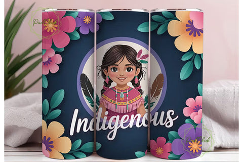 Indigenous Girl Tumbler Wrap Sublimation PixelChick 