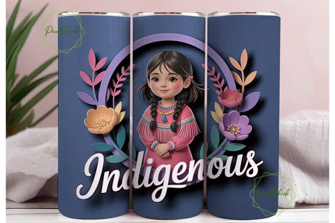 Indigenous Girl Tumbler Wrap Sublimation PixelChick 
