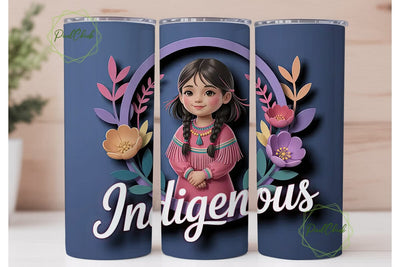 Indigenous Girl Tumbler Wrap Sublimation PixelChick 