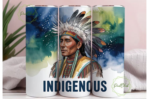Indigenous Headdress 20oz Tumbler Wrap Sublimation PixelChick 