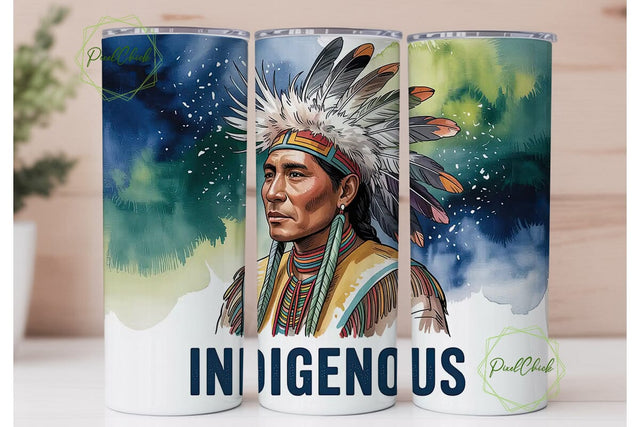 Indigenous Headdress 20oz Tumbler Wrap Sublimation PixelChick 