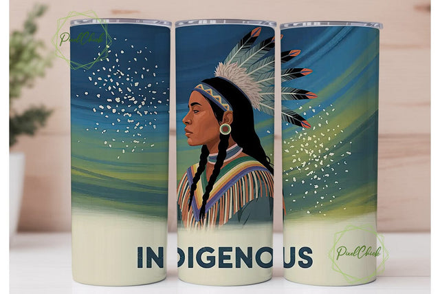 Indigenous Headdress 20oz Tumbler Wrap Sublimation PixelChick 