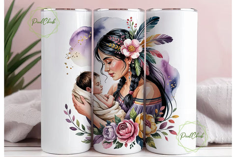 Indigenous Mother 20oz Tumbler Wrap Sublimation PixelChick 