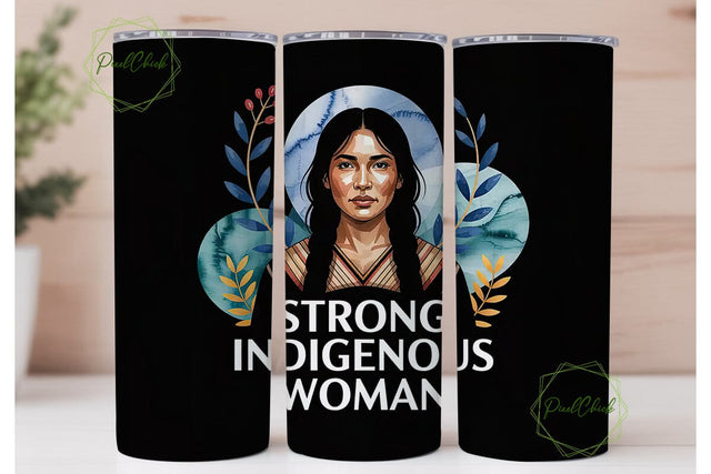 Indigenous Woman 20oz Tumbler Wrap Sublimation PixelChick 