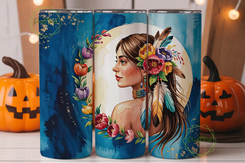 Indigenous Woman 20oz Tumbler Wrap Sublimation PixelChick 