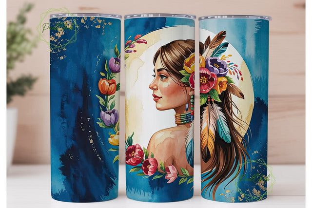 Indigenous Woman 20oz Tumbler Wrap Sublimation PixelChick 