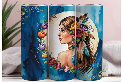 Indigenous Woman 20oz Tumbler Wrap Sublimation PixelChick 