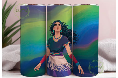 Indigenous Woman Aurora 20oz Tumbler Sublimation PixelChick 