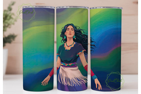 Indigenous Woman Aurora 20oz Tumbler Sublimation PixelChick 