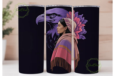 Indigenous Woman & Eagle 20oz Tumbler Sublimation PixelChick 