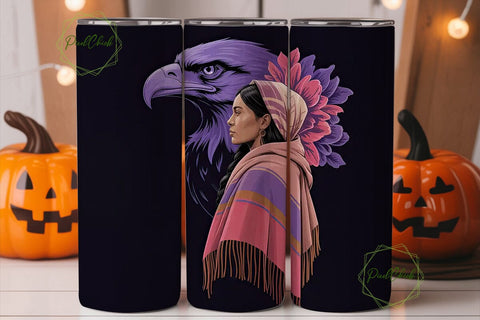 Indigenous Woman & Eagle 20oz Tumbler Sublimation PixelChick 