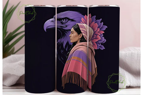 Indigenous Woman & Eagle 20oz Tumbler Sublimation PixelChick 