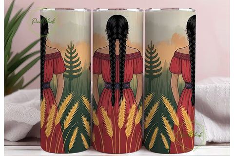 Indigenous Woman Tumbler Wrap Sublimation PixelChick 