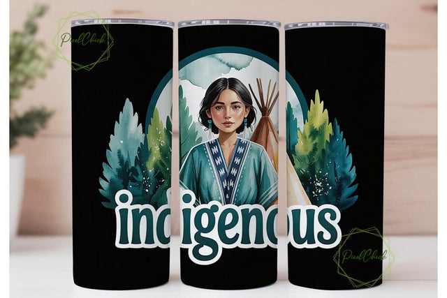 Indigenous Woman Tumbler Wrap Sublimation PixelChick 