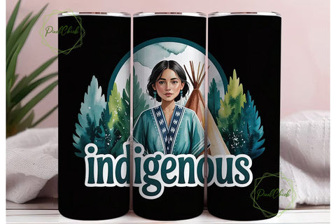 Indigenous Woman Tumbler Wrap Sublimation PixelChick 